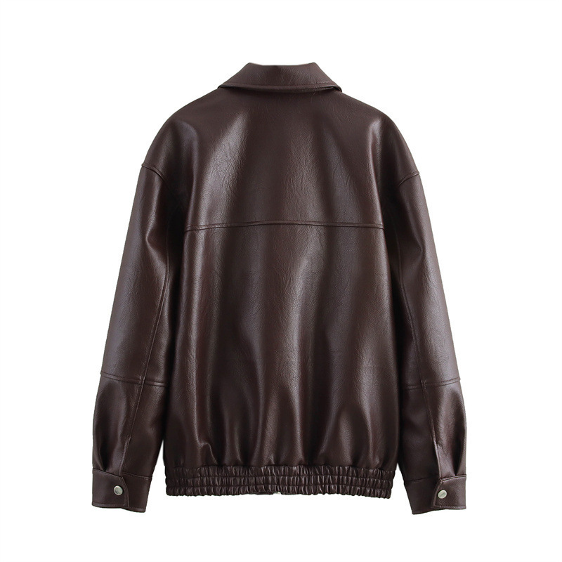 Fashion American Style Motorcycle Clothing Vintage Loose Lapels Zipper Bomber Jacket - Image 3