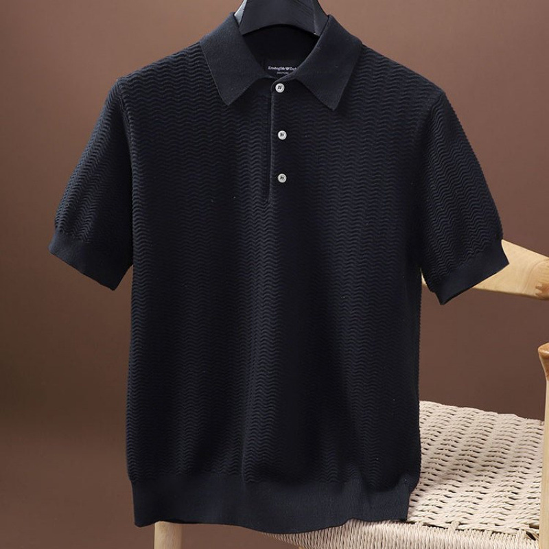 Soft And Comfortable Men's Knitted Short Sleeve - Image 6