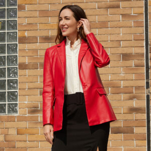 Single Button Commute Leisure Solid Color Leather Coat