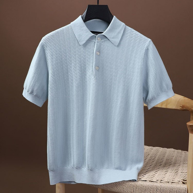 Soft And Comfortable Men's Knitted Short Sleeve - Image 4
