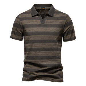 Striped Lapel Men's Polo Shirt Fashion