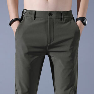 Summer Thin Ice Silk Men's Simple Smooth Stretch Casual Pants